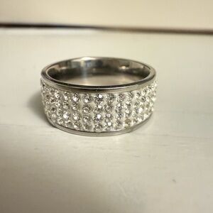 Milor Silver Pave Crystals Embellished Ring NWT Size 7 Dazzling ✨